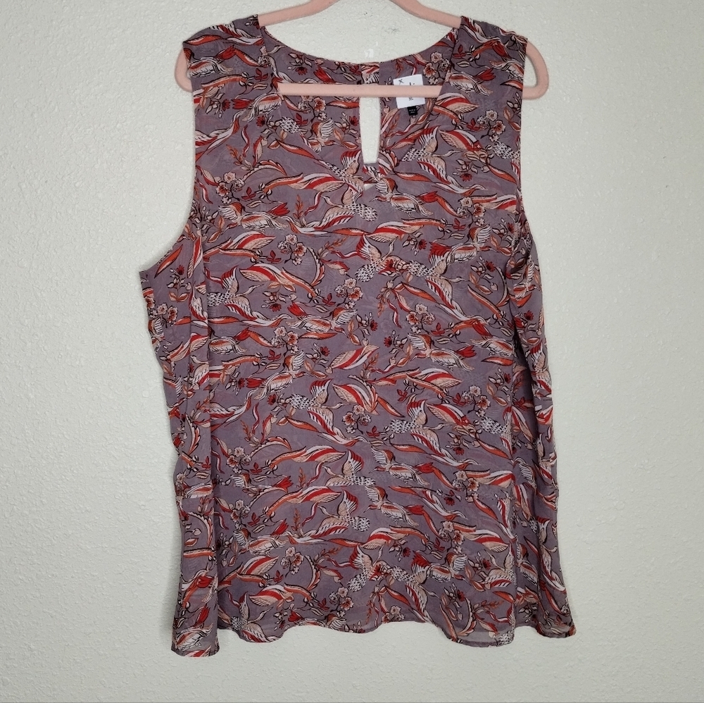 Cabi Good Luck Crane Sleevelss Blouse Style 3611 Women's Size XL